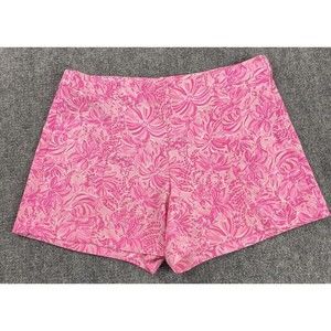 Lilly Pulitzer Shorts Foxy Llama Womens 12 Pink Blossom Floral Tropical Resort